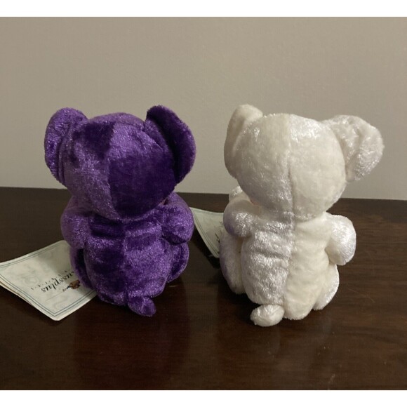 Lot of 2 Russ Berrie Russplus Lil Luv Sitting Bears Beanbag Pink Hearts Tags 6” - Picture 2 of 16